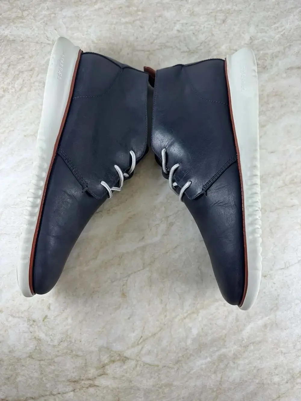 Cole Haan 2.Zerogrand Chukka Boots Navy Leather Sneaker Boots Men’s New Laces